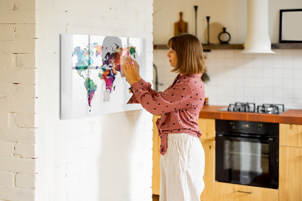 Magnetická popisovateľná tabuľa Farebná mapa sveta s fotografiami