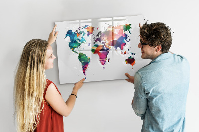 Magnetická popisovateľná tabuľa Farebná mapa sveta s fotografiami