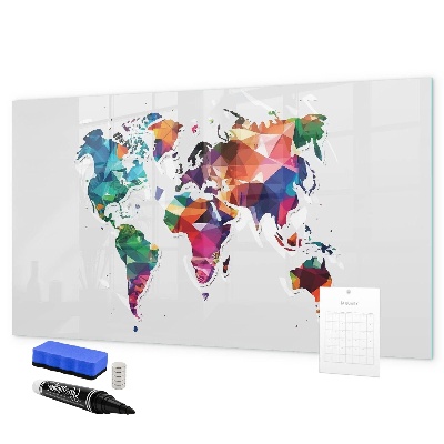 Magnetická popisovateľná tabuľa Farebná mapa sveta s fotografiami