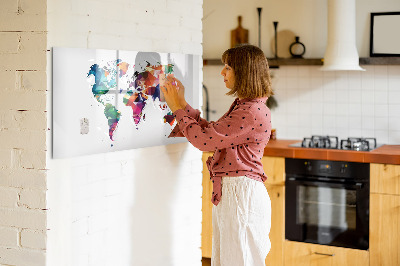 Magnetická popisovateľná tabuľa Farebná mapa sveta s fotografiami