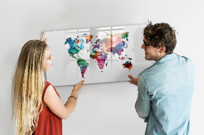 Magnetická popisovateľná tabuľa Farebná mapa sveta s fotografiami