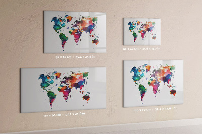 Magnetická popisovateľná tabuľa Farebná mapa sveta s fotografiami