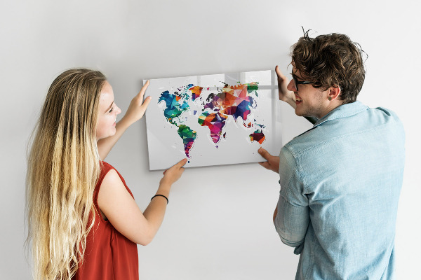 Magnetická popisovateľná tabuľa Farebná mapa sveta s fotografiami
