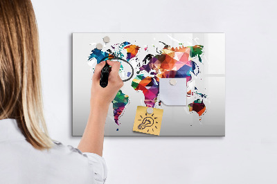 Magnetická popisovateľná tabuľa Farebná mapa sveta s fotografiami