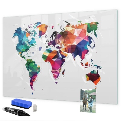 Magnetická popisovateľná tabuľa Farebná mapa sveta s fotografiami