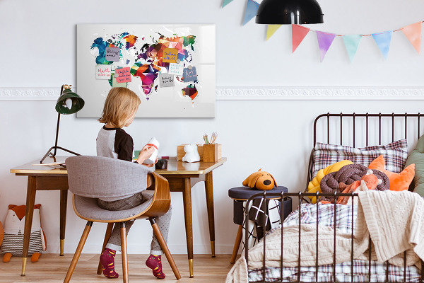Magnetická popisovateľná tabuľa Farebná mapa sveta s fotografiami