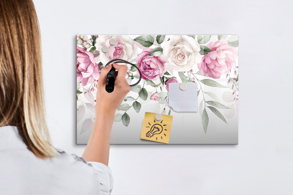 Kresliaca magnetická tabuľa Kvetinový panel na fotografie a poznámky