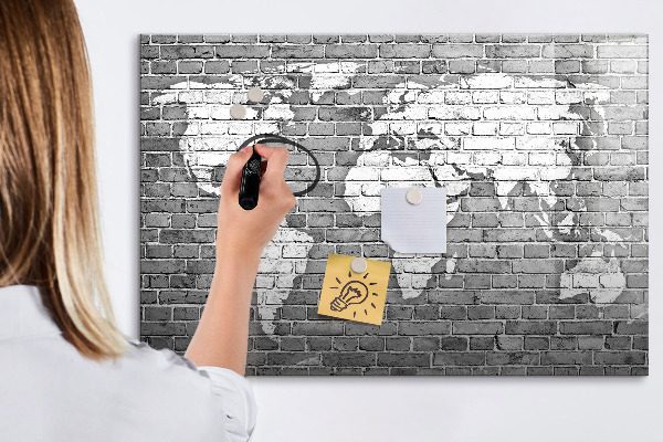 Magnetická popisovateľná tabuľa Mapa sveta s miestami fotenia