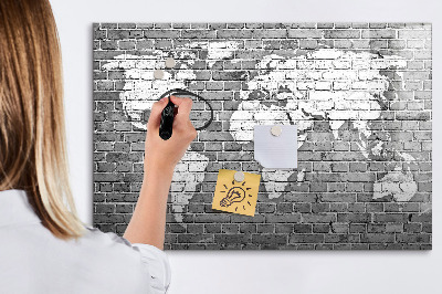 Magnetická popisovateľná tabuľa Mapa sveta s miestami fotenia