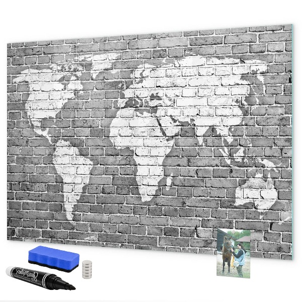 Magnetická popisovateľná tabuľa Mapa sveta s miestami fotenia
