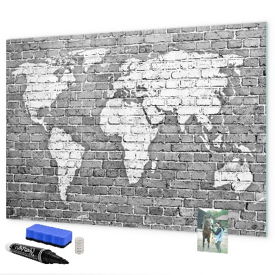 Magnetická popisovateľná tabuľa Mapa sveta s miestami fotenia