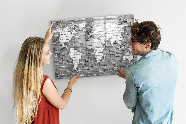 Magnetická popisovateľná tabuľa Mapa sveta s miestami fotenia