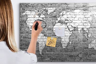 Magnetická popisovateľná tabuľa Mapa sveta s miestami fotenia