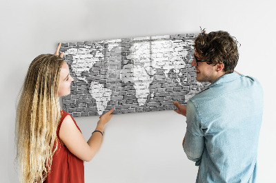 Magnetická popisovateľná tabuľa Mapa sveta s miestami fotenia