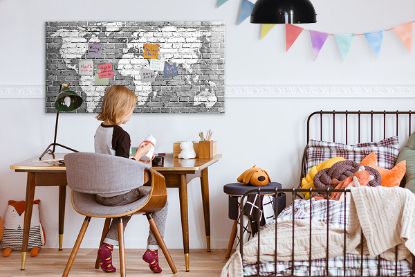 Magnetická popisovateľná tabuľa Mapa sveta s miestami fotenia
