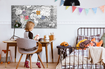 Magnetická popisovateľná tabuľa Mapa sveta s miestami fotenia