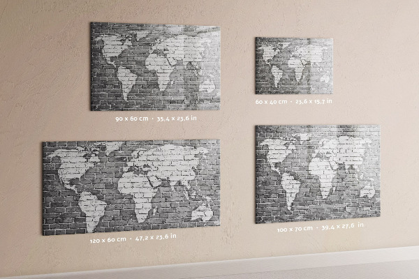 Magnetická popisovateľná tabuľa Mapa sveta s miestami fotenia
