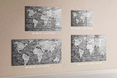 Magnetická popisovateľná tabuľa Mapa sveta s miestami fotenia