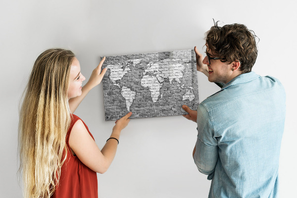 Magnetická popisovateľná tabuľa Mapa sveta s miestami fotenia