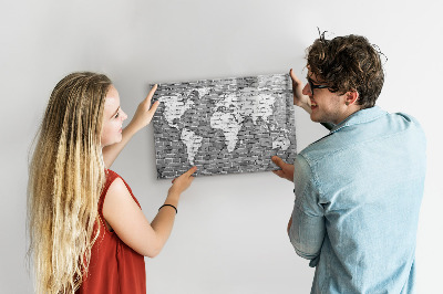 Magnetická popisovateľná tabuľa Mapa sveta s miestami fotenia