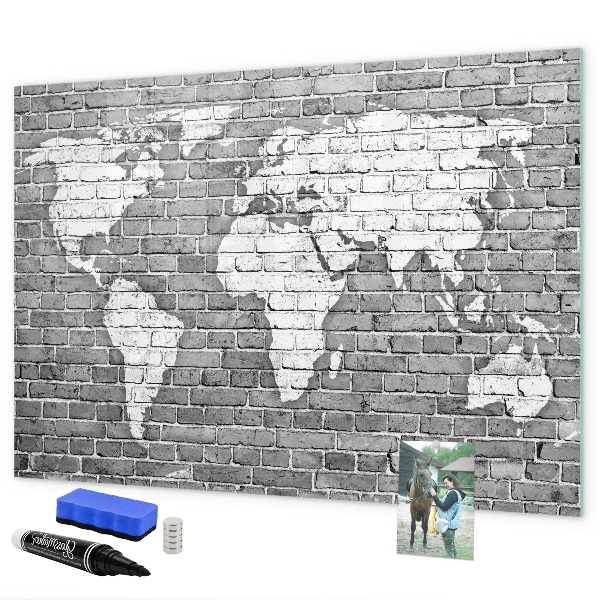 Magnetická popisovateľná tabuľa Mapa sveta s miestami fotenia