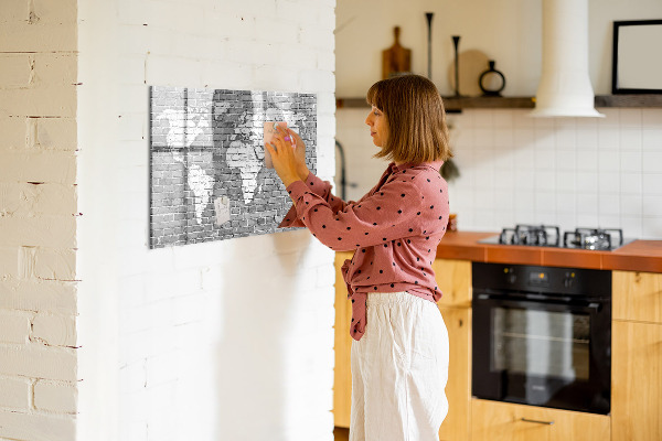 Magnetická popisovateľná tabuľa Mapa sveta s miestami fotenia
