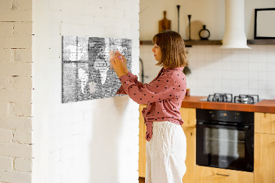 Magnetická popisovateľná tabuľa Mapa sveta s miestami fotenia