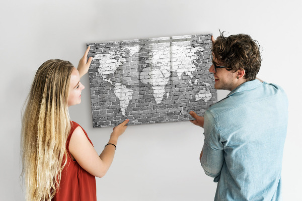 Magnetická popisovateľná tabuľa Mapa sveta s miestami fotenia