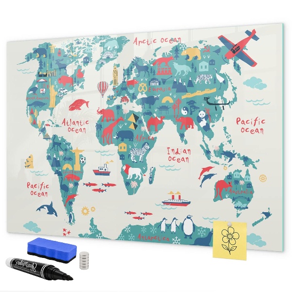 Kresliaca magnetická tabuľa Interaktívna mapa sveta s magnetmi