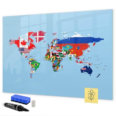 Magnetická popisovateľná tabuľa Mapa sveta s miestami a spomienkami