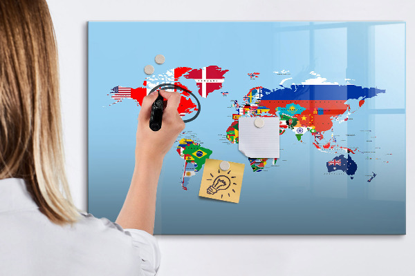 Magnetická popisovateľná tabuľa Mapa sveta s miestami a spomienkami