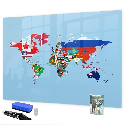 Magnetická popisovateľná tabuľa Mapa sveta s miestami a spomienkami