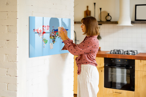 Magnetická popisovateľná tabuľa Mapa sveta s miestami a spomienkami