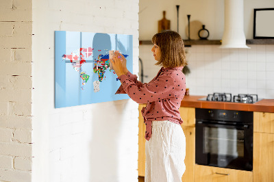 Magnetická popisovateľná tabuľa Mapa sveta s miestami a spomienkami