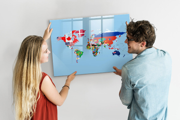 Magnetická popisovateľná tabuľa Mapa sveta s miestami a spomienkami