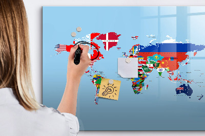 Magnetická popisovateľná tabuľa Mapa sveta s miestami a spomienkami
