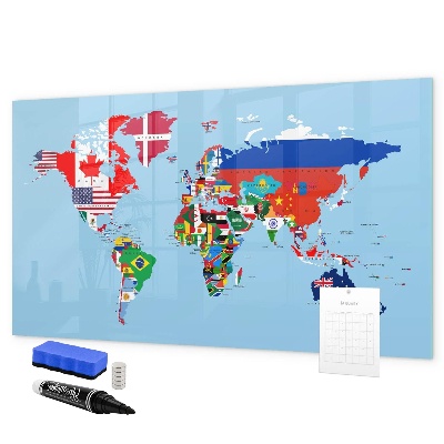 Magnetická popisovateľná tabuľa Mapa sveta s miestami a spomienkami