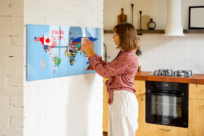 Magnetická popisovateľná tabuľa Mapa sveta s miestami a spomienkami