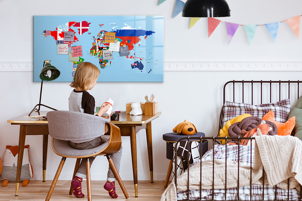 Magnetická popisovateľná tabuľa Mapa sveta s miestami a spomienkami