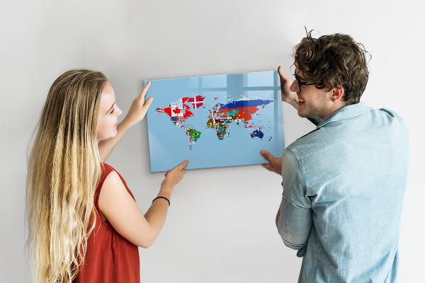 Magnetická popisovateľná tabuľa Mapa sveta s miestami a spomienkami