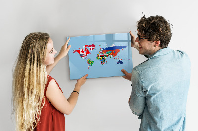 Magnetická popisovateľná tabuľa Mapa sveta s miestami a spomienkami