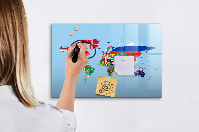 Magnetická popisovateľná tabuľa Mapa sveta s miestami a spomienkami