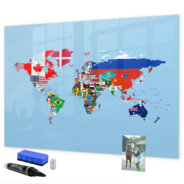 Magnetická popisovateľná tabuľa Mapa sveta s miestami a spomienkami