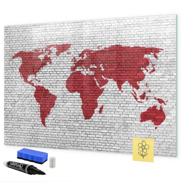 Kresliaca magnetická tabuľa Mapa sveta s miestami fotenia