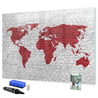 Kresliaca magnetická tabuľa Mapa sveta s miestami fotenia