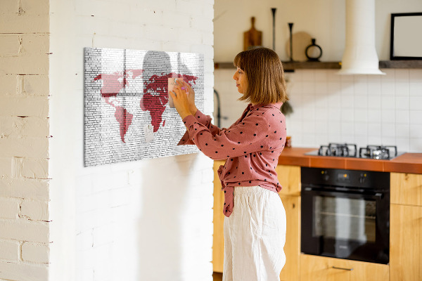 Kresliaca magnetická tabuľa Mapa sveta s miestami fotenia