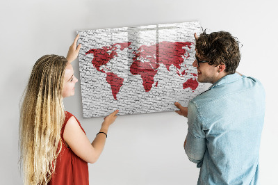 Kresliaca magnetická tabuľa Mapa sveta s miestami fotenia