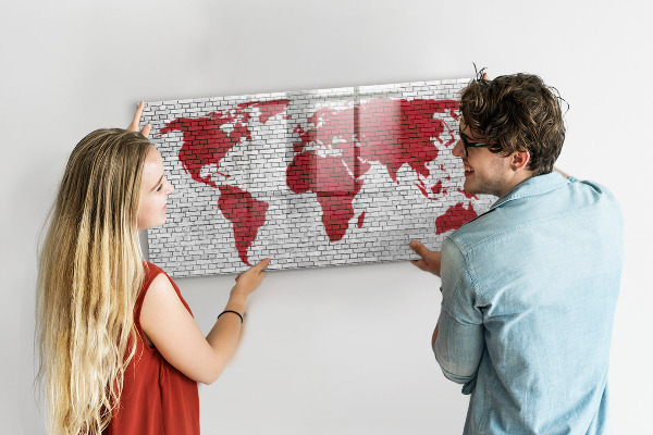 Kresliaca magnetická tabuľa Mapa sveta s miestami fotenia