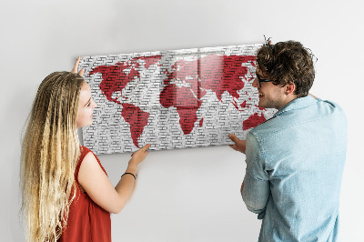 Kresliaca magnetická tabuľa Mapa sveta s miestami fotenia