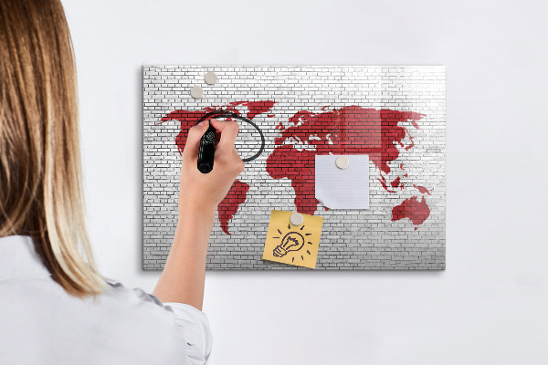 Kresliaca magnetická tabuľa Mapa sveta s miestami fotenia